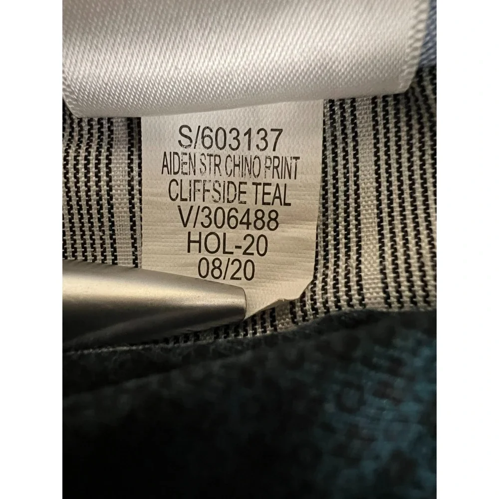 Banana Republic Mens 32x30 (34x28.5) Aiden Chino Pants Teal Blue Micro Print Dot